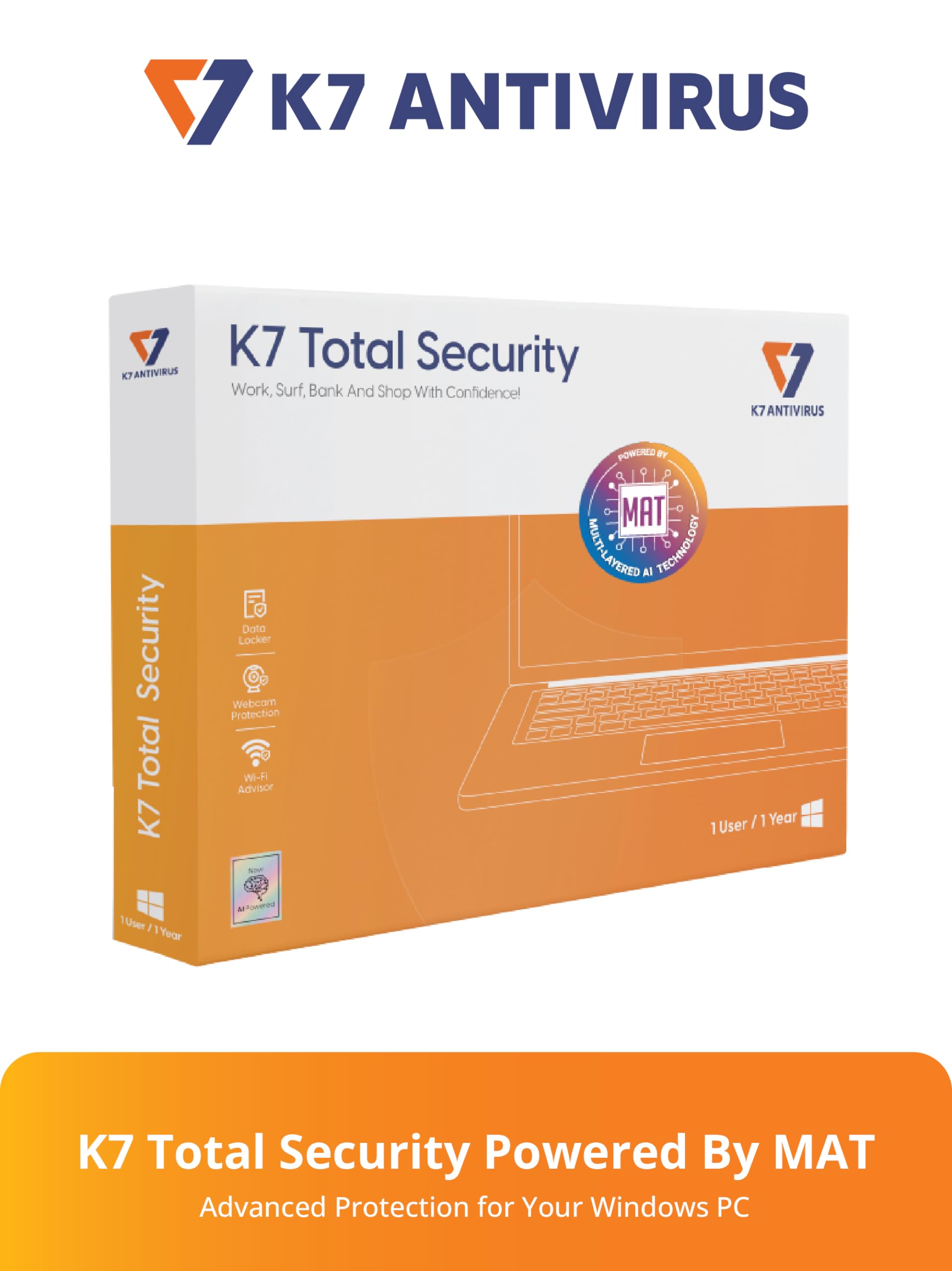 K7 Antivirus | K7 Total Security Powered By MAT Antivirus 2024 | 3 Users 3 Years | Anti-Ransomware, Web Protection, Wi-Fi Security Advisor | Windows Desktop, Laptop, PC| Email Delivery in 2 hours (B0CQ2H5MVX) Amazon Price History, Amazon Price Tracker