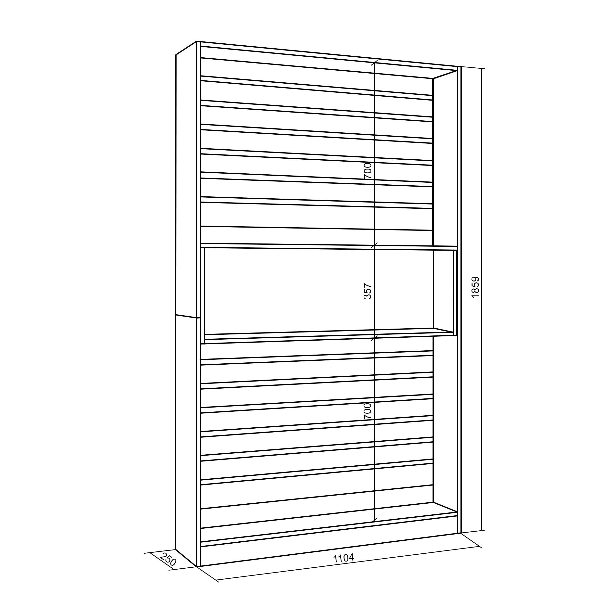 Skraut Home | Librería estantería | Estanteria Libros de Pared | 110x186x25cm | Salón - Comedor - Oficina | con Almacenaje | Estilo Moderno | Blanco y Negro