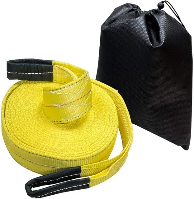 Amazon Basics Tow Strap,7.6 cm x 9.1 m, 13607 kg Break Strength, Heavy Duty Draw String Included - Yellow (1-Pack)