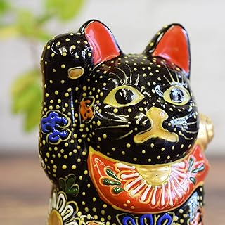 R》九谷焼 招き猫 左手 置物 （241031う1）