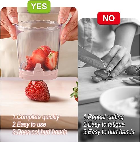 Miniatura 2 de Cortador de fresas taza de rebanadora de frutas, cortador de velocidad de ensalada de verduras para fresas, huevo, plátano, champiñones, pepino,