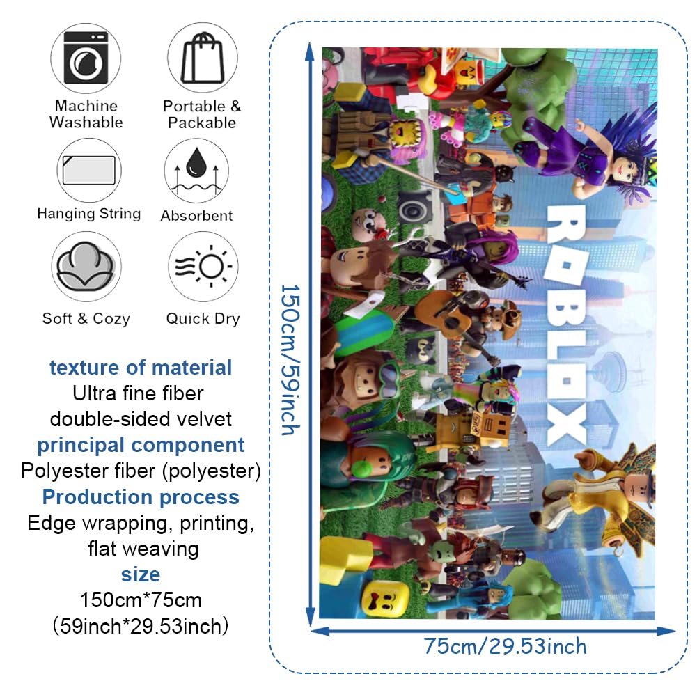 Serviette De Plage Roblox - Serviette Microfibre Ultra Douce à Séchage Rapide Pour Enfants Et Ados