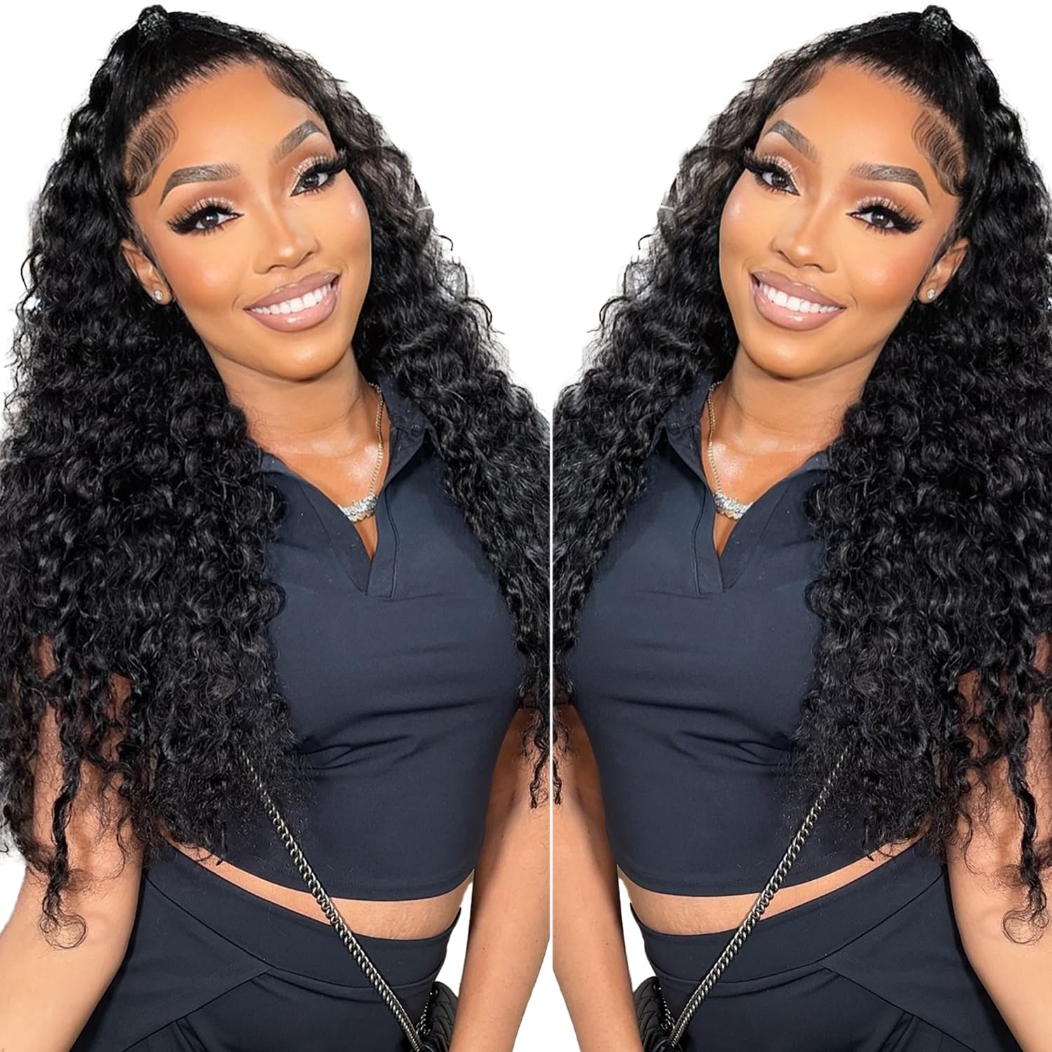 Glueless Wigs Human Hair Pre Plucked Pre Cut 13x4 Deep Wave Lace Front Wigs Human Hair Upgraded Glueless Wig Ready To Wear Glueless HD Lace Front Wigs For Black Women Wear And Go (20 Inch)