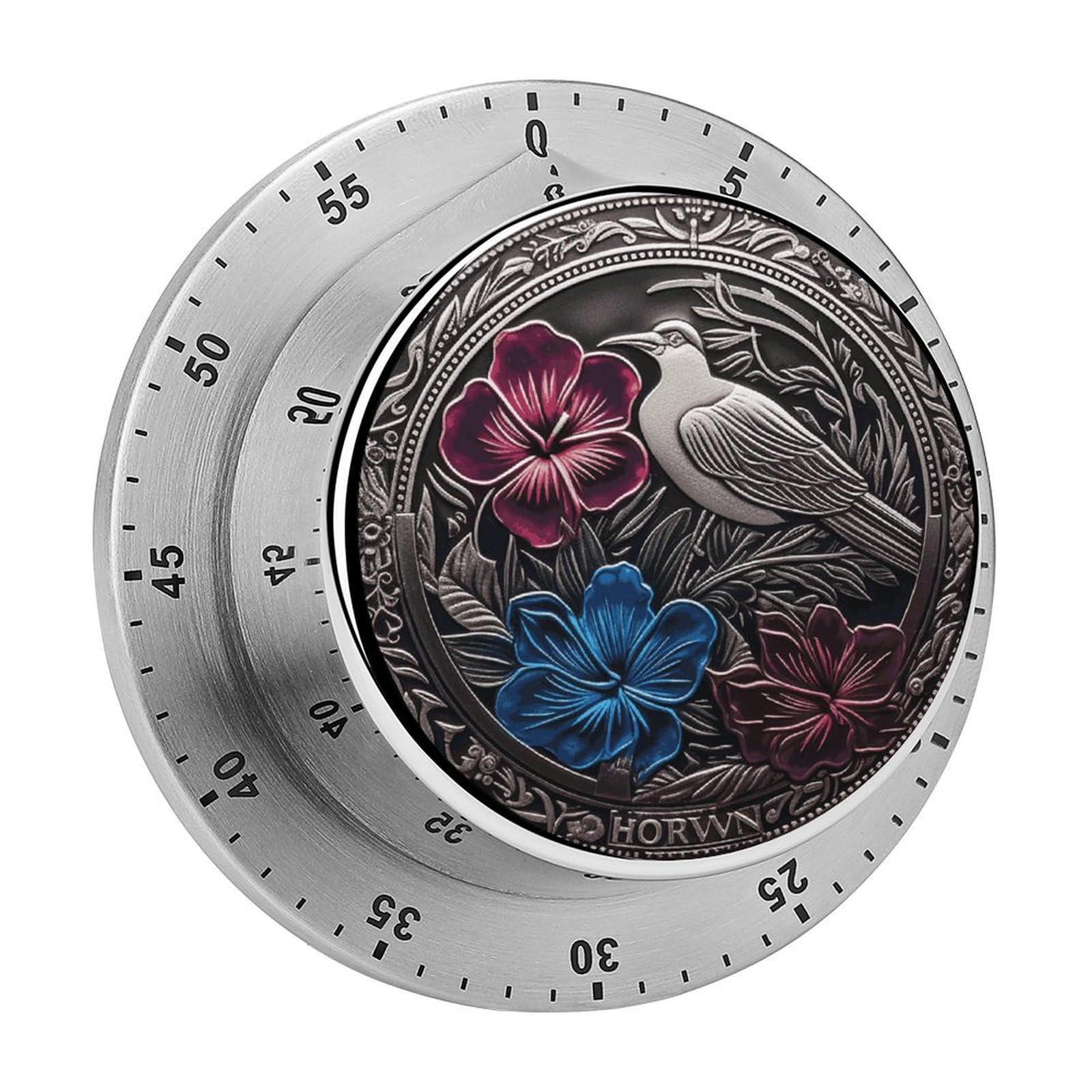 Hibiscus and Ivy Manual Countdown Timer with Magnetic Base Visual Mechanical Timer for Classroom Home Study and Cooking