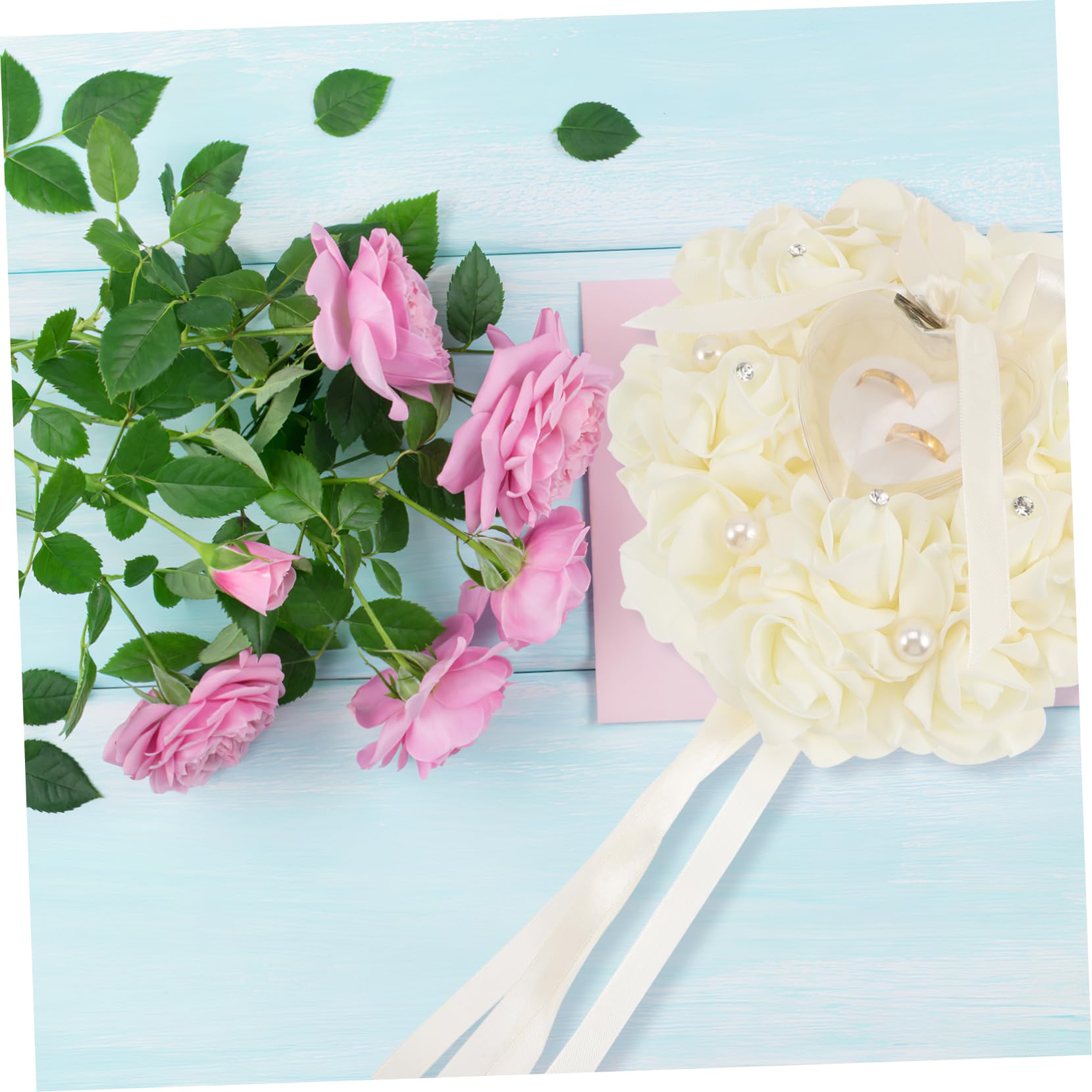 SOIMISS 5pezzi Cuscino Portafedi Elegante Forma Di Cuore Con Decorazioni Scatola Per Anelli Da Matrimonio Accessori Nuziali Per Sposi e Fidanzamenti