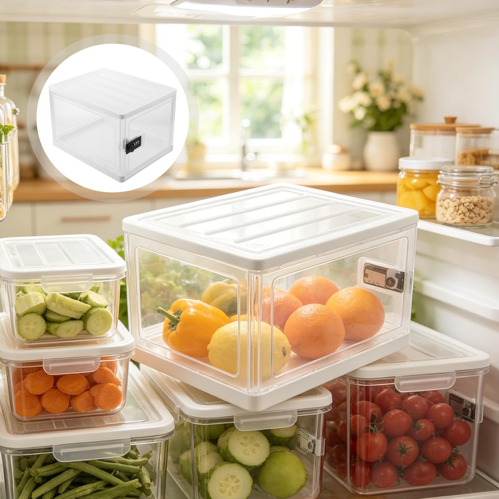 SHINEOFI Verschließbare Aufbewahrungsbox mit Sicherheitsverschluss für Lebensmittel und Medikamente Robust und Platzsparend für Küche und Haushalt