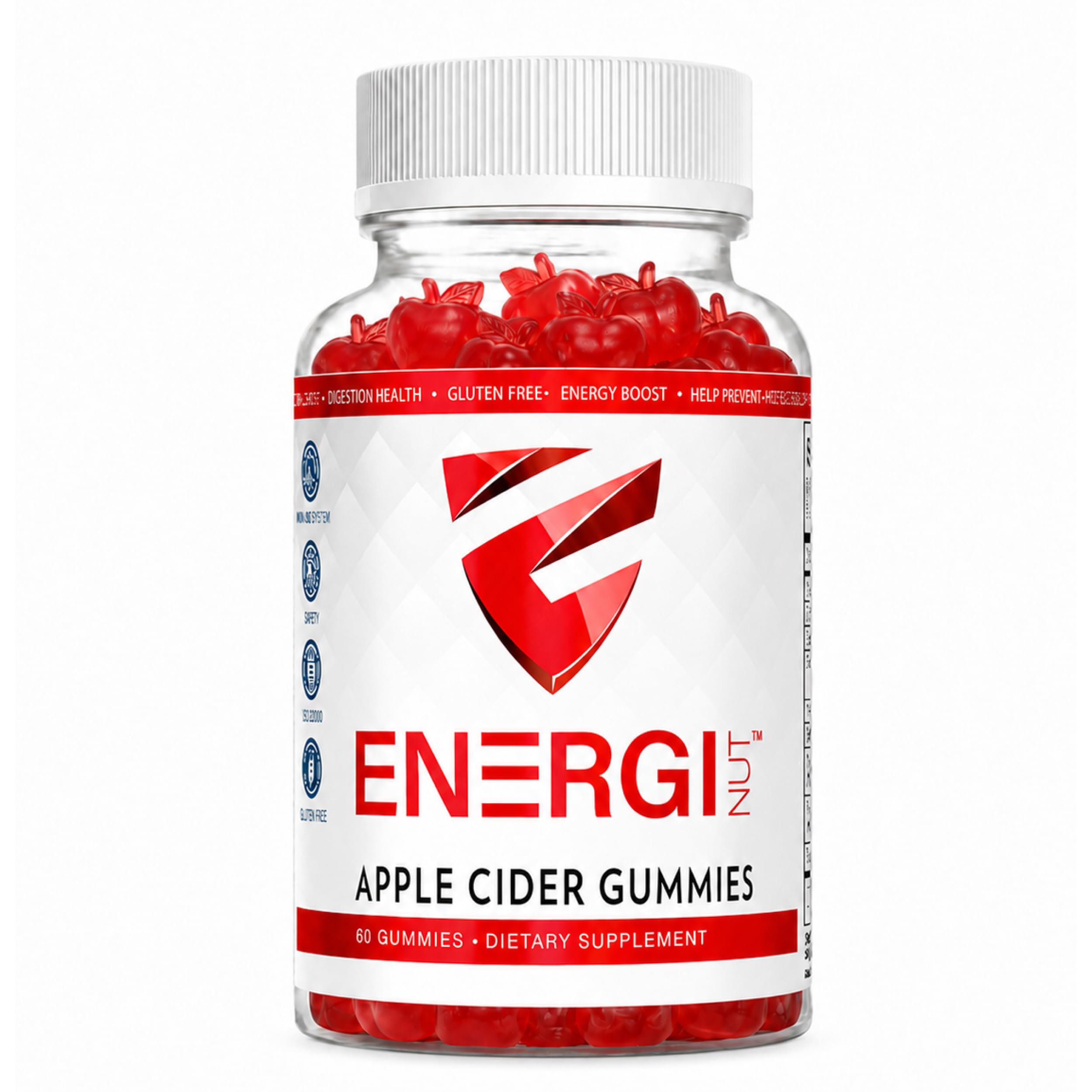 Energi ACV Gummies, 1000mg Apple Cider Vinegar, Immune Support, 60 Gummies