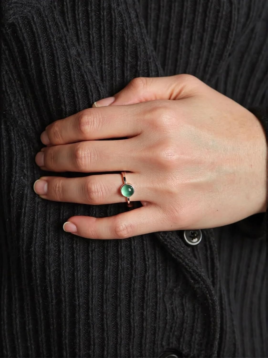 Simple Plain Classics Single Agate Quartz Gemstone S925 Sterling Silver Ring For Women, Statement Jewelry - Image 4