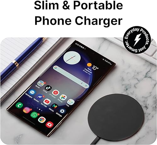 Miniatura 3 de IJS - Cargador inalámbrico universal ultradelgado, cargador de teléfono compatible con todos los teléfonos inteligentes, almohadilla de carga rápida