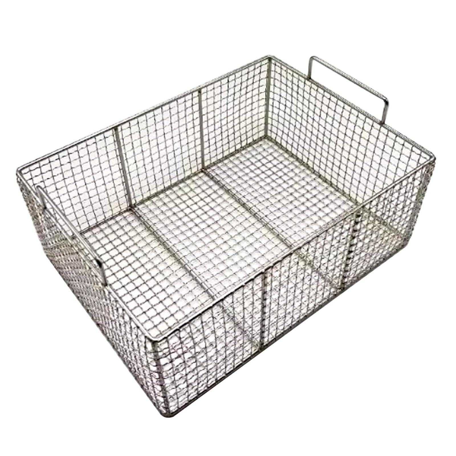 Bandeja de instrumentos de esterilización, cesta de desinfección de malla de acero inoxidable 304 con asa, diseño perforado, 60 x 40 x 10 cm para hospitales y clínicas