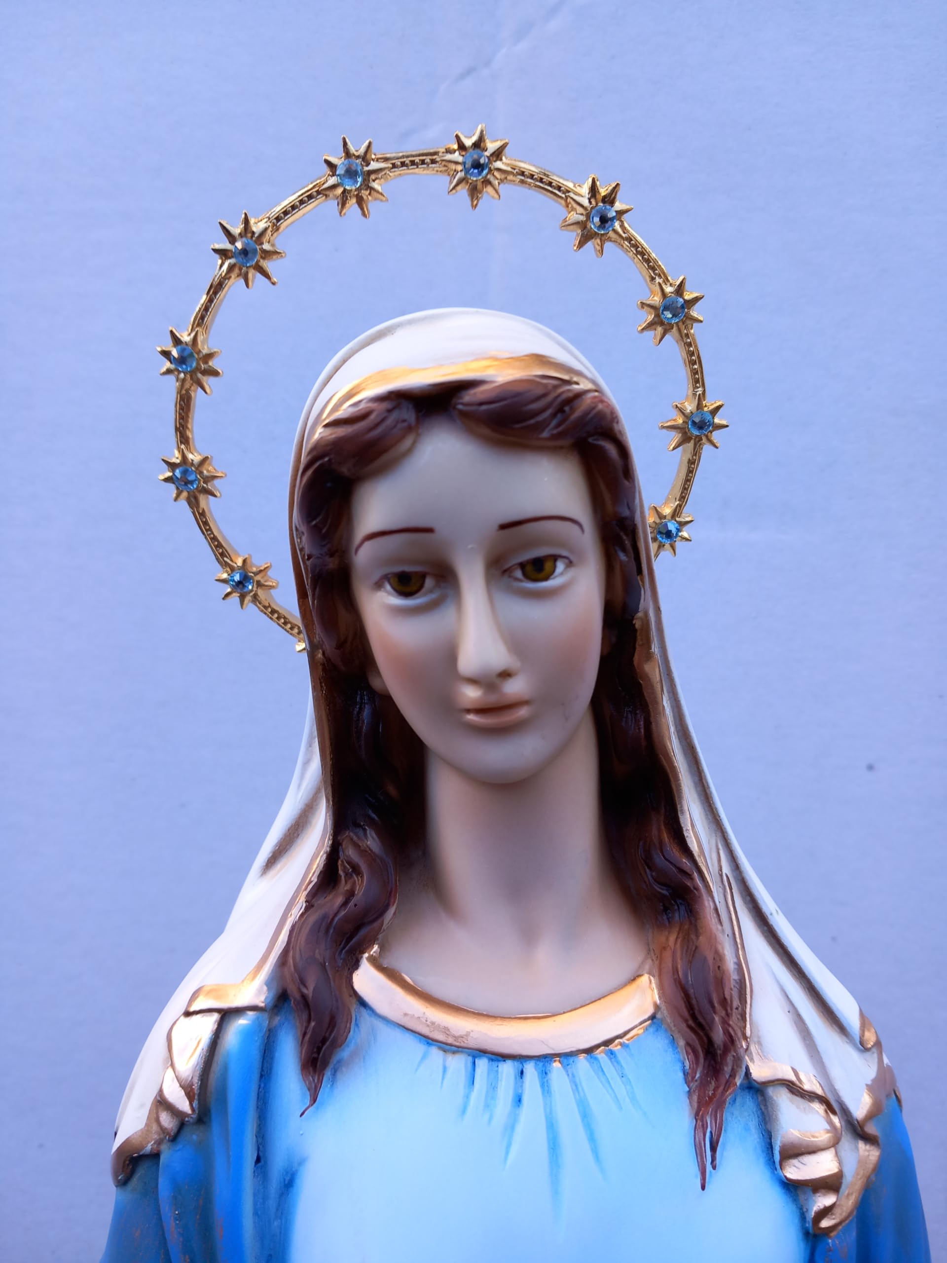 ArteSacraCaravaggio Statua della Madonna Miracolosa, delle Grazie cm 62 in marmo resina decorata a mano di produzione artigianale