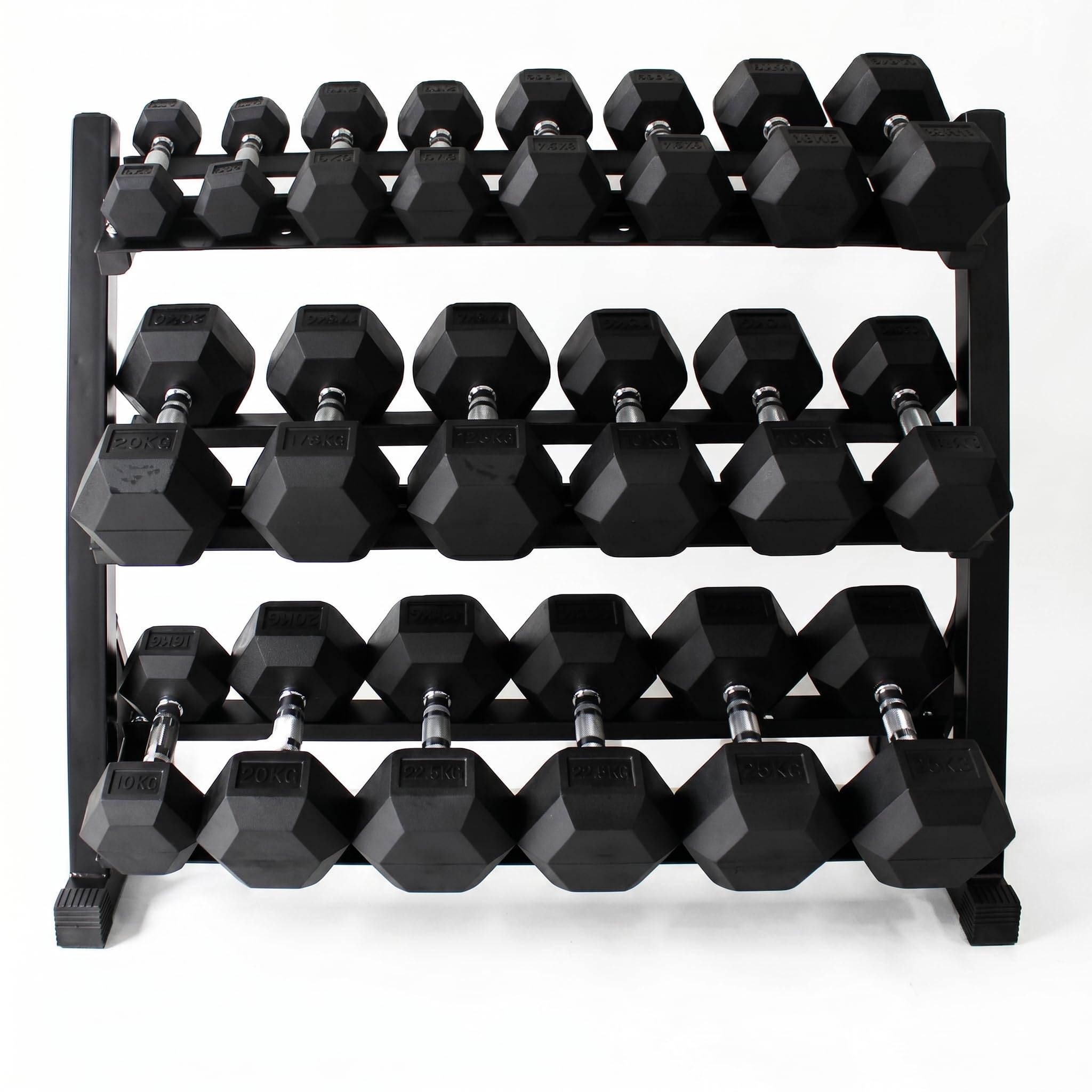 BBRUN 450 lbs Rubber Hex Dumbbells