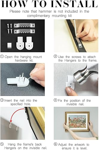 Miniatura 7 de ARPEOTCY Arte de Pared Vintage con Marco Dorado, Paisaje Retro de Jardines y Cielo, 20x25 cm Pequeños Cuadros en Lienzo con Marco Antiguo, Pinturas