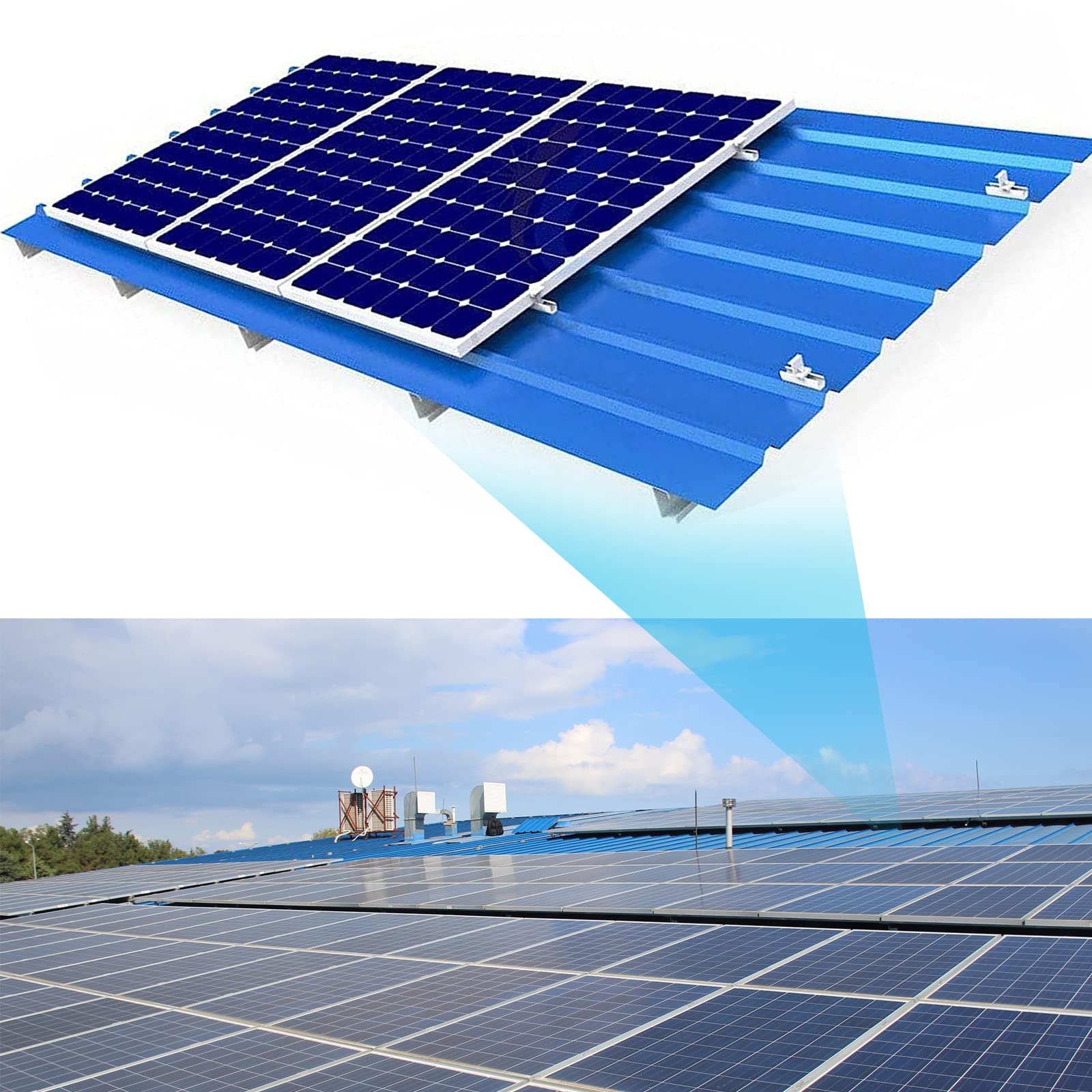 SUPPORTO PANNELLO SOLARE Lamiera Trapezoidale Tetto Piano Fotovoltaico Alluminio Guida Di - Foto 5