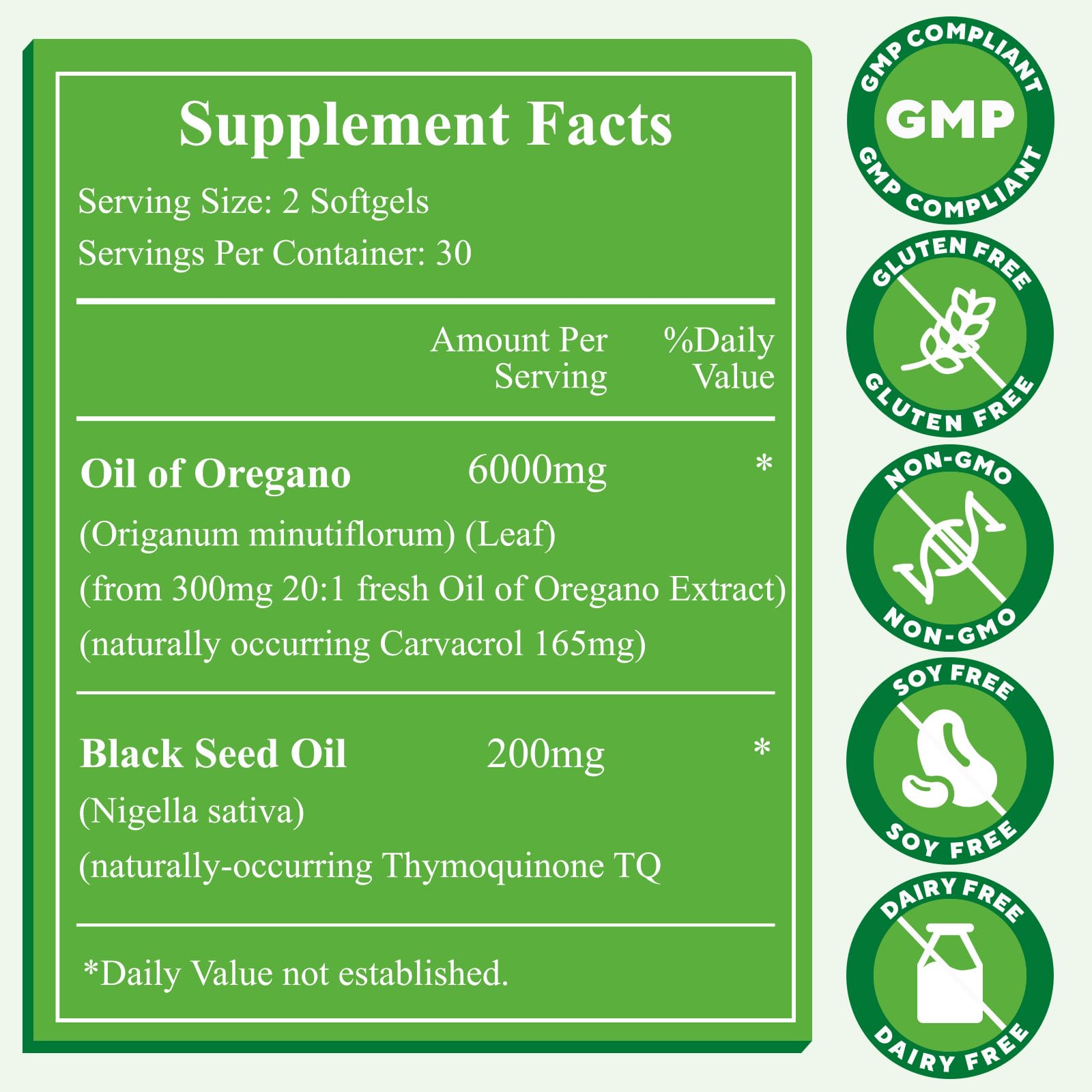 Oil of Oregano with Black Seed Oil Capsules Organic, 2 Bottle, 120 Softgels — Amazon image 7