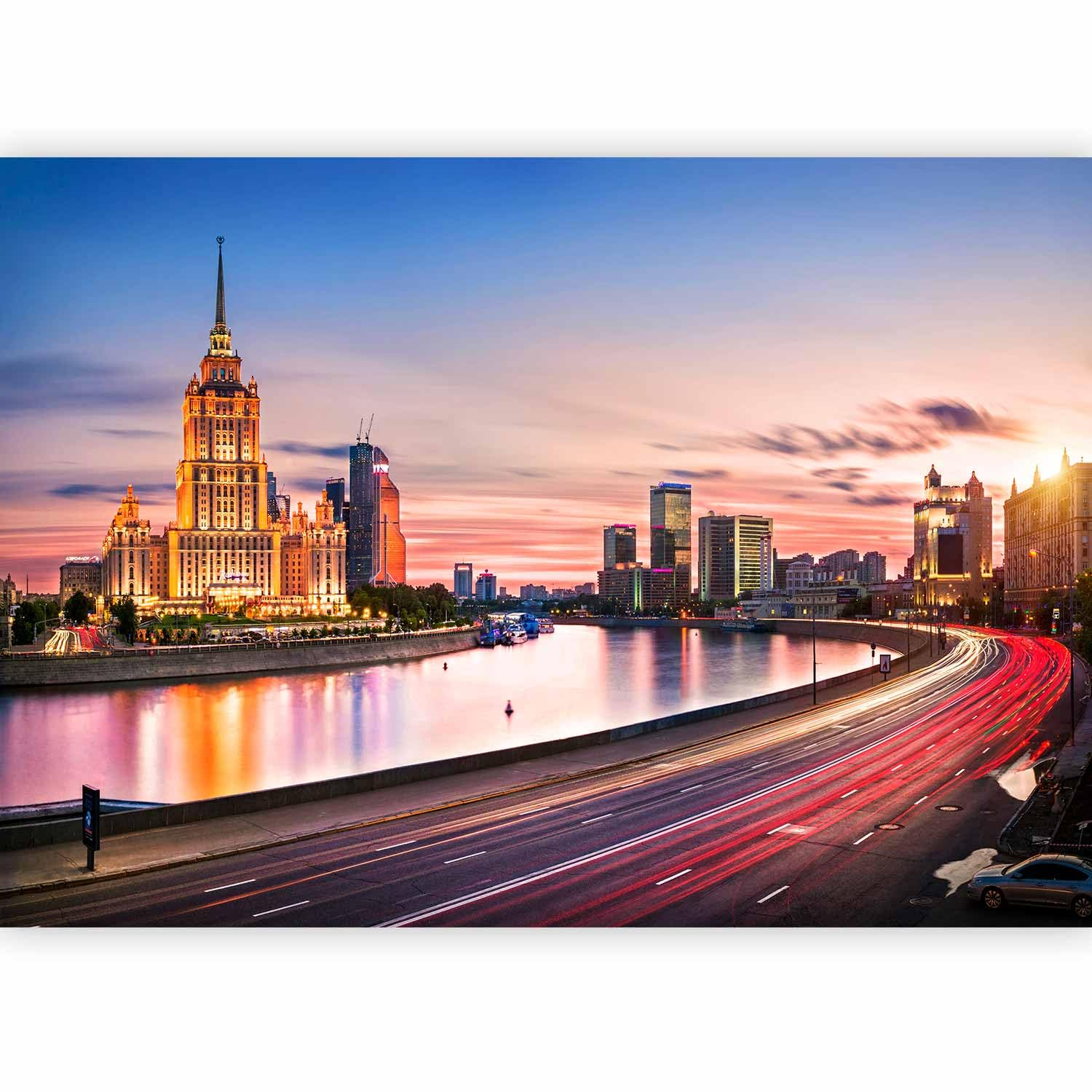 murando Photo Wallpaper 500x 350 cm/196,8" x 137,8" Non-Woven Premium Art Print Fleece Wall Mural Decoration Poster Picture Design Modern Moscow City Nacht d-B-0145-a-a โ image 1