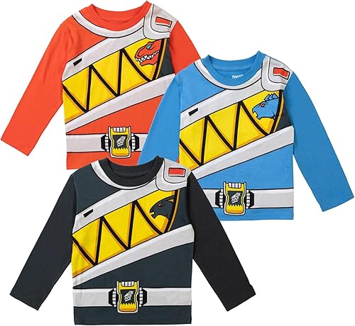 Power Rangers Blue Ranger Red Ranger Zach - Paquete de 3 camisetas de cosplay para niños pequeños a niños pequeños