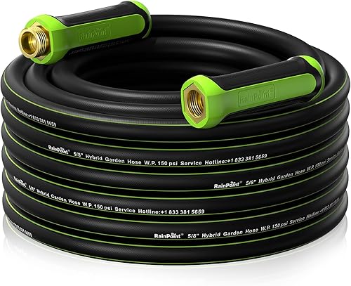 RAINPOINT Manguera de jardín de 50 pies x 58 pulgadas, manguera de agua resistente, flexible, ligera y duradera, manguera híbrida con mango