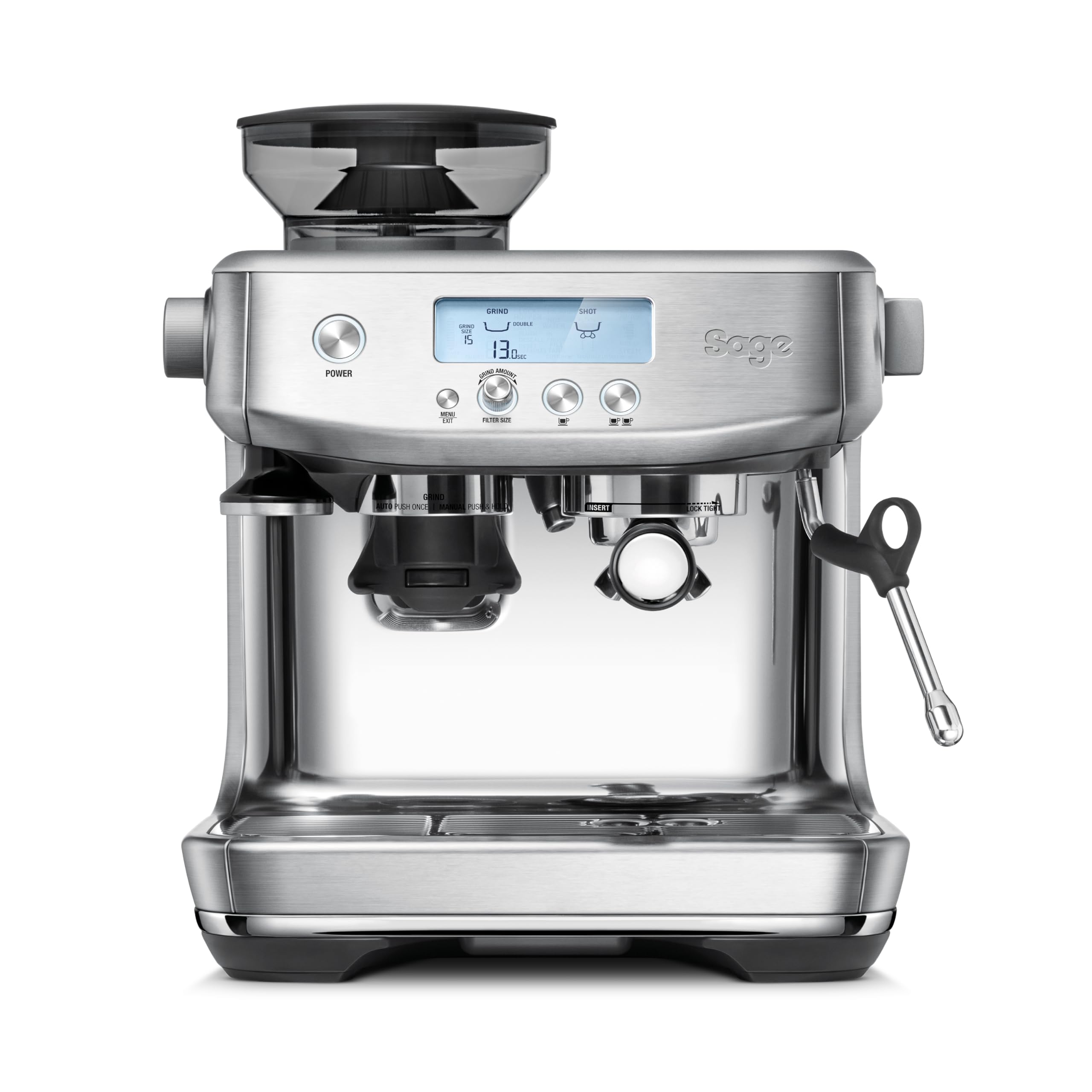 SageThe Barista Pro, Bean to Cup Coffee Machine with Grinder and Milk Frother, Brushed Stainless Steel