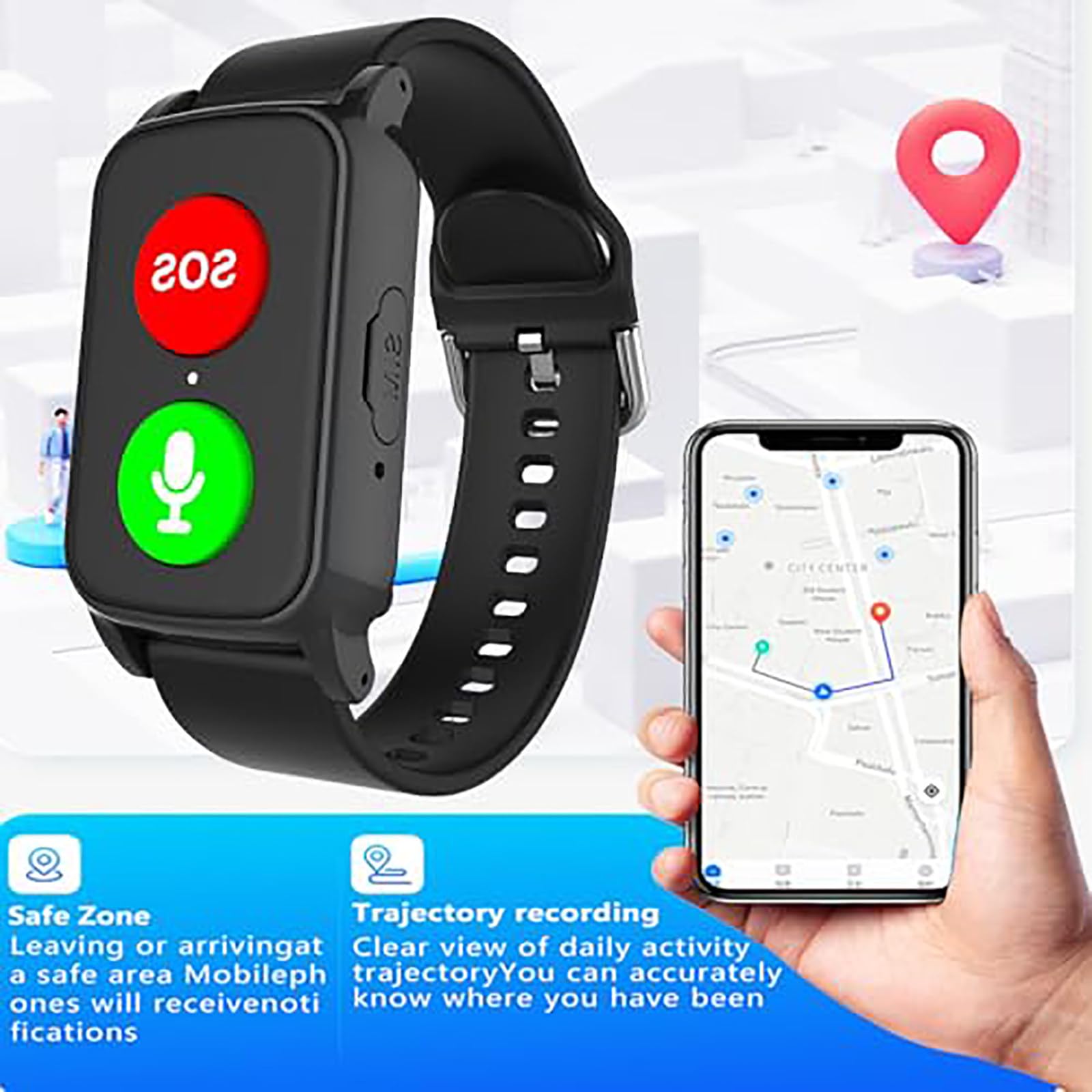 Smartwatche Dla Seniorów, Wykrywanie Upadków + Połączenie Alarmowe SOS, Pozycjonowanie GPS | Monitorowanie Zdrowia | Dwukierunkowe Połączenia Głosowe, Idealny Prezent Dla Seniorów Red