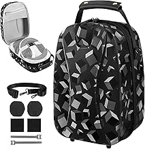 Compatible with PSVR2 Hard Carrying Case, Geometry Black Portable Handbag Travel Protective Case Compatible with PlayStation VR2 Headset,Touch Controllers Storage Bag with Shoulder Strip Compatible with PS VR 2