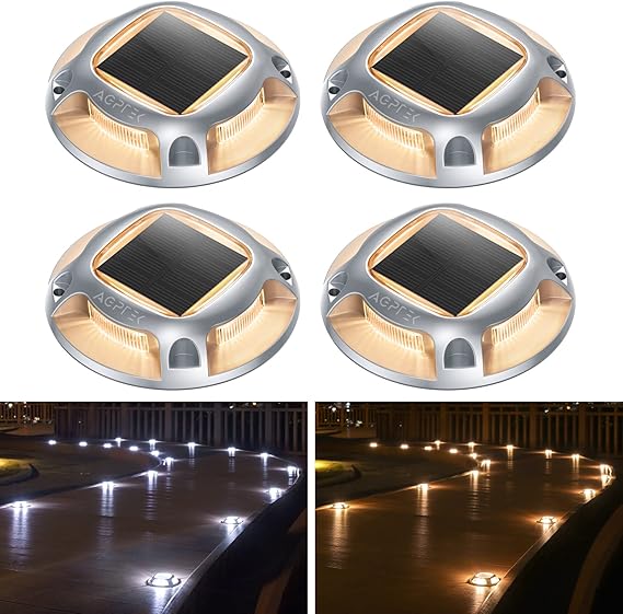 AGPTEK Solar Driveway Lights Outdoor, Solar Deck Lights, 2 Color Modes