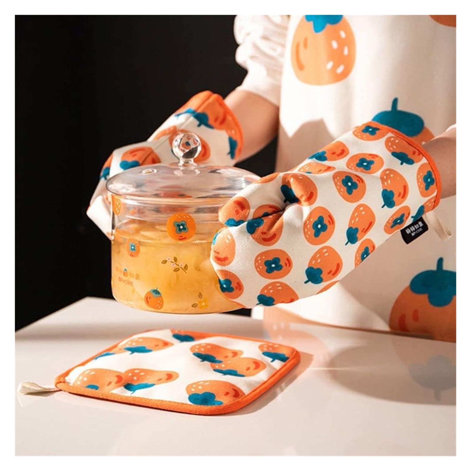 Guantes para horno Gadgets Manoplas de horno de algodón con patrón de frutas Guantes de parrilla Manoplas de cocina for el hogar Camping Cocina Cumpleaños Estera aislada Cocina