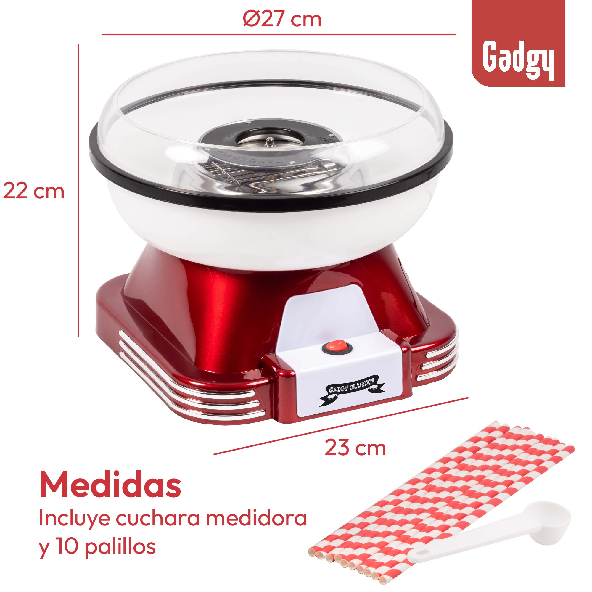 Gadgy Máquina de Algodón de Azúcar en Casa – Cotton Candy Machine de Diseño Retro – Máquina de Algodones de Azúcar o Caramelos - Ideal para Fiestas de Cumpleaños
