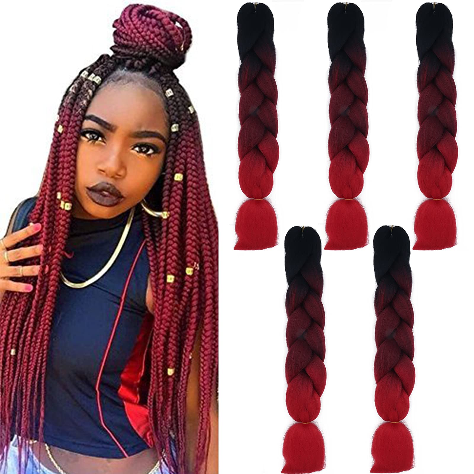 24inch Jumbo Braids Hair Extensions Ombre Braiding Hair Synthetic 3Pieces/lot Crochet Twist High Temperature African Box Braids, Sapphire Blue — view 123