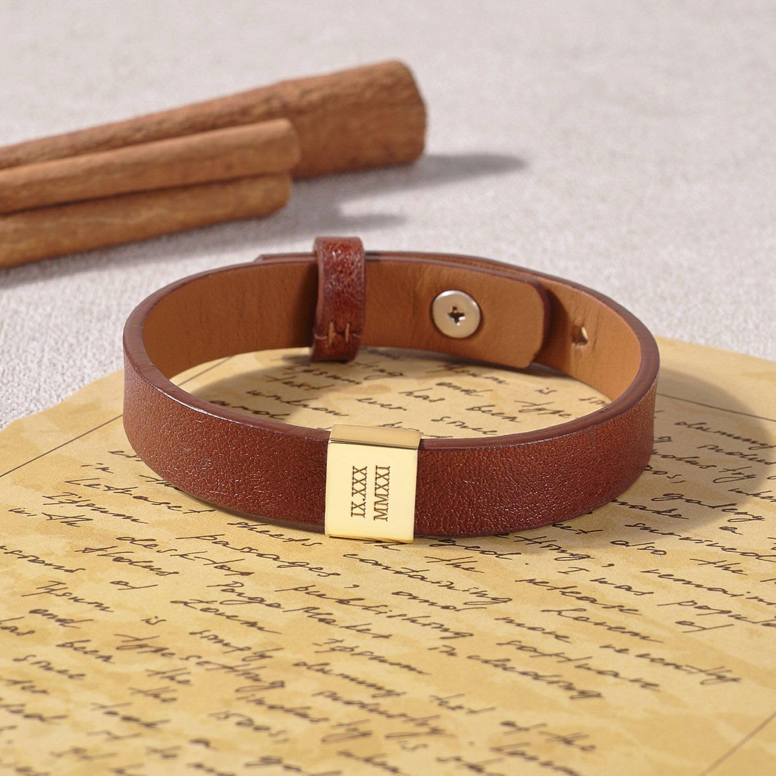 Personalizado pulsera para esposo, Navidad para él, parejas pulsera uno año aniversario para novio cuero Día de la Madre Navidad cumpleaños aniversario