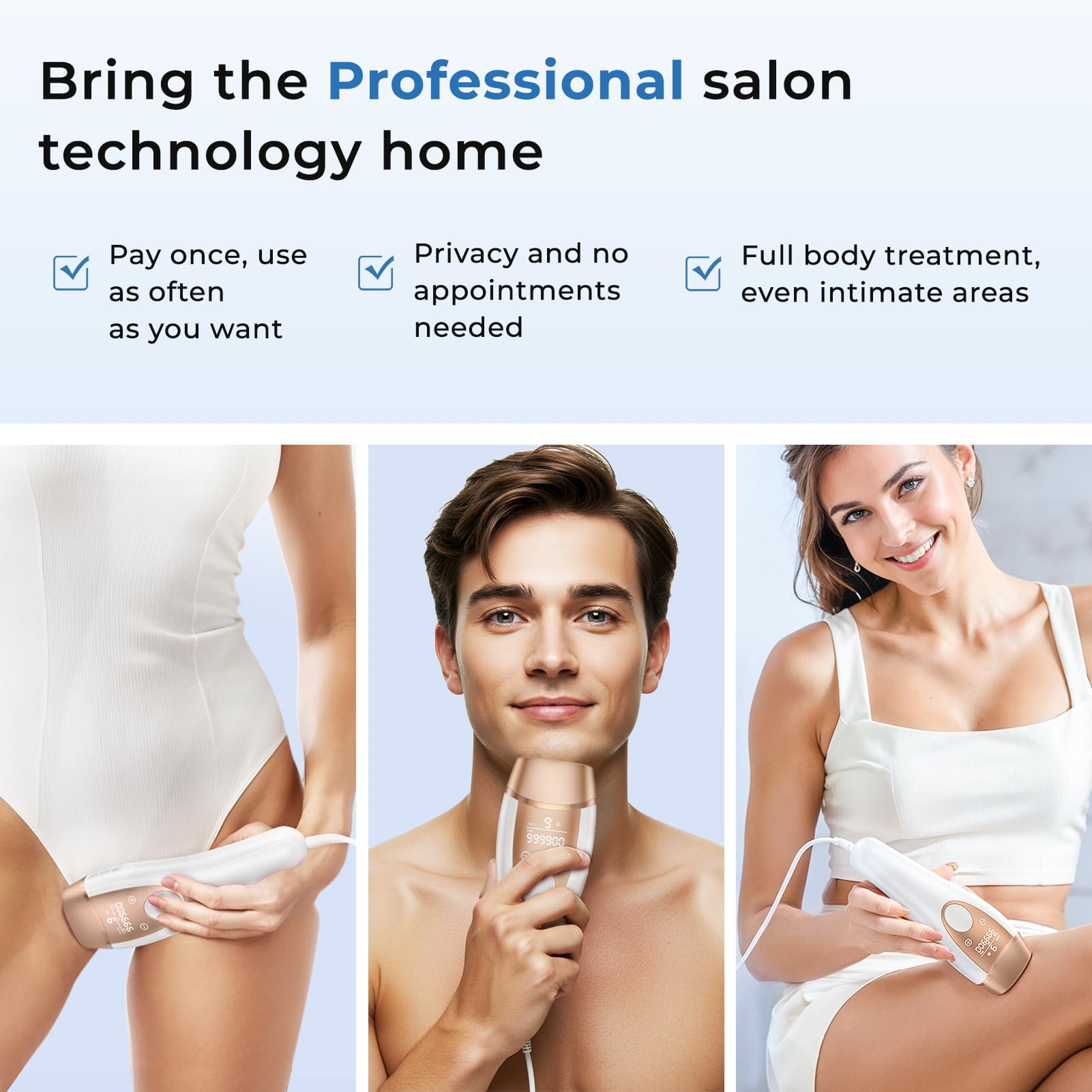 Depilación láser para mujeres y hombres – Dispositivo de depilación láser  IPL con enfriamiento de hielo sin dolor a 41.0 °F, removedor permanente de vello 3 en 1 para cara, cuerpo 6
