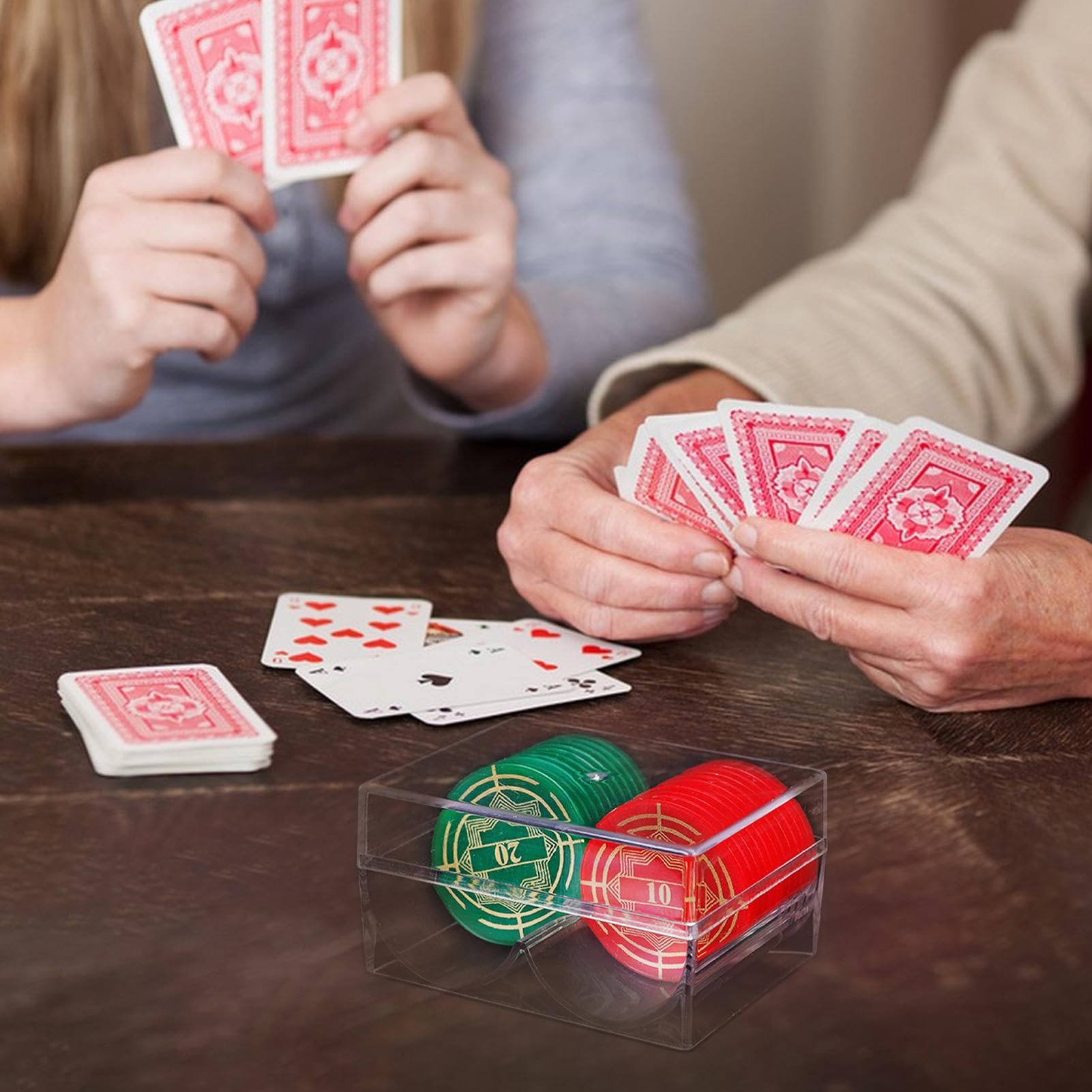 Pokerchip-Halter - Poker-Chip-Etui | Poker-Chip-Display | Kartenetui Aus Acryl Mit 2 Fächern | Acryl-Pokerchip-Halter Halten Jeweils 40 Chips Für Anfänger Und Fortgeschrittene