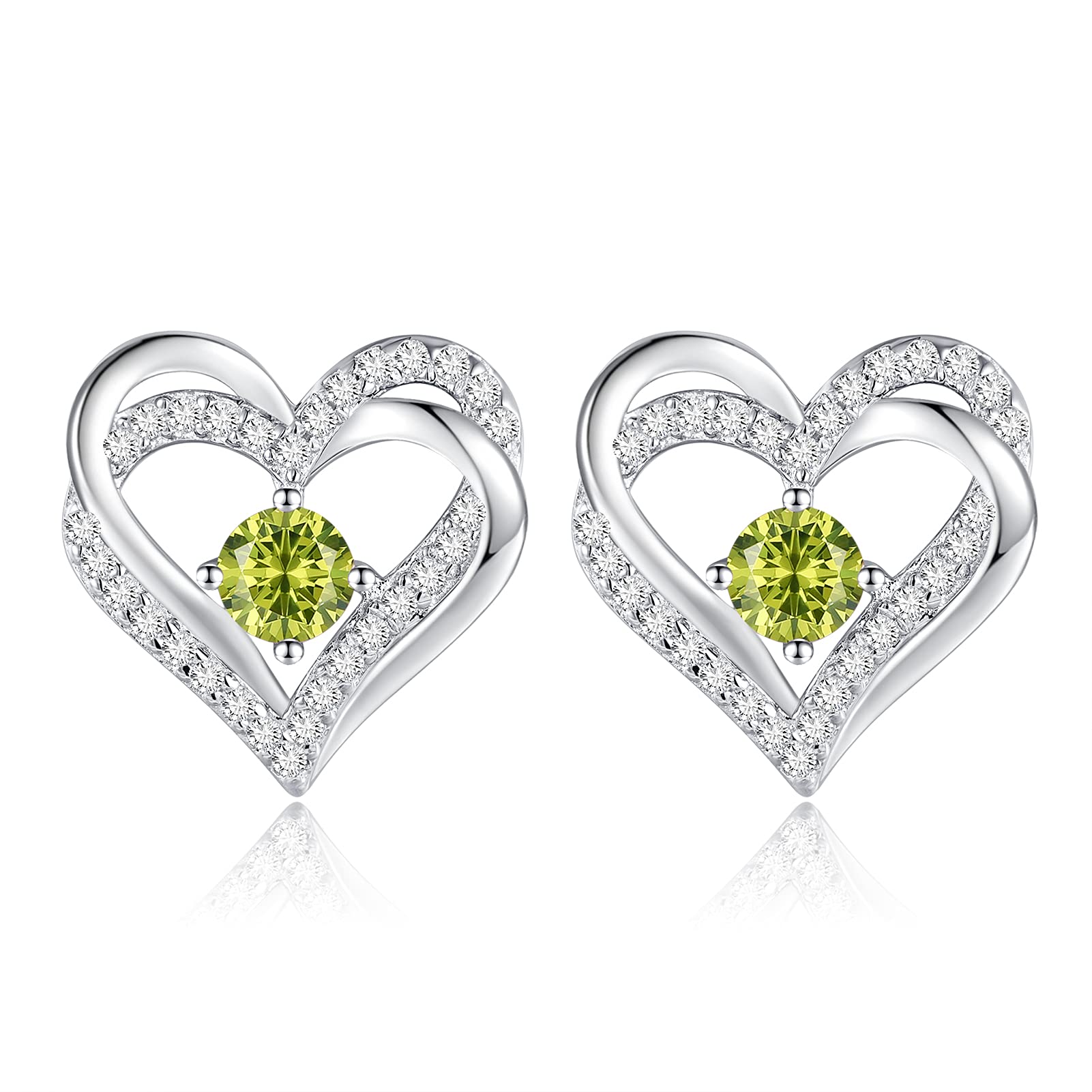 CDE Forever Love Heart Birthstone Stud Earrings