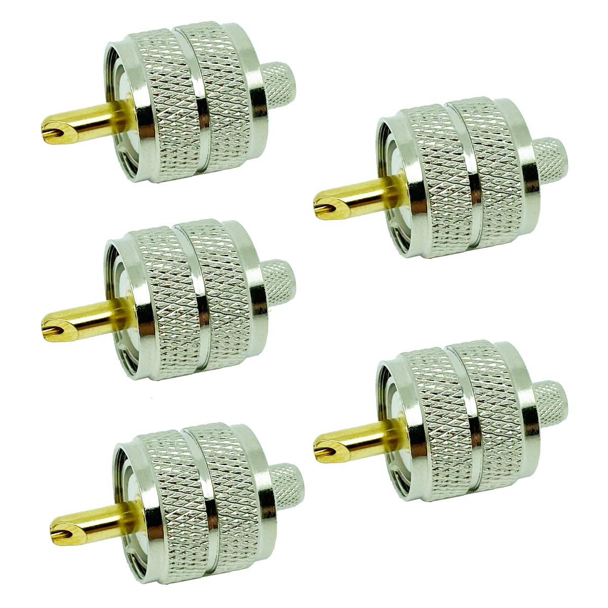 RFIOTASY Pack of 5 UHF PL-259 PL259 Male Crimp Coax Connector Adapter RF Connector for RG8X, LMR240 Coax Cable Compatiable with Ham Radio