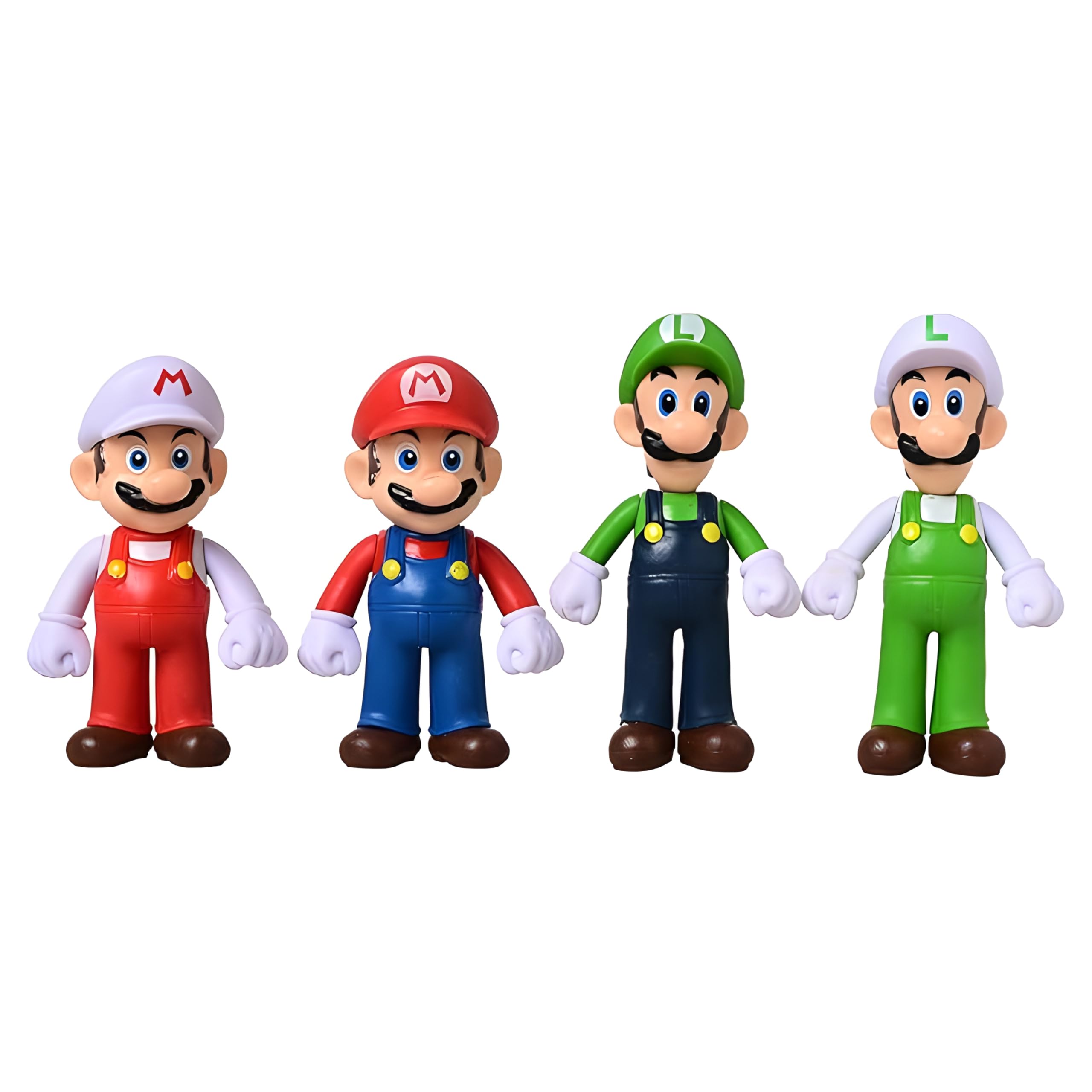 RVM Toys Set of 4 Super Mario Brothers Luigi Action Figure 11-12 cm Game Figures Collectible Toy Figurines Multicolor