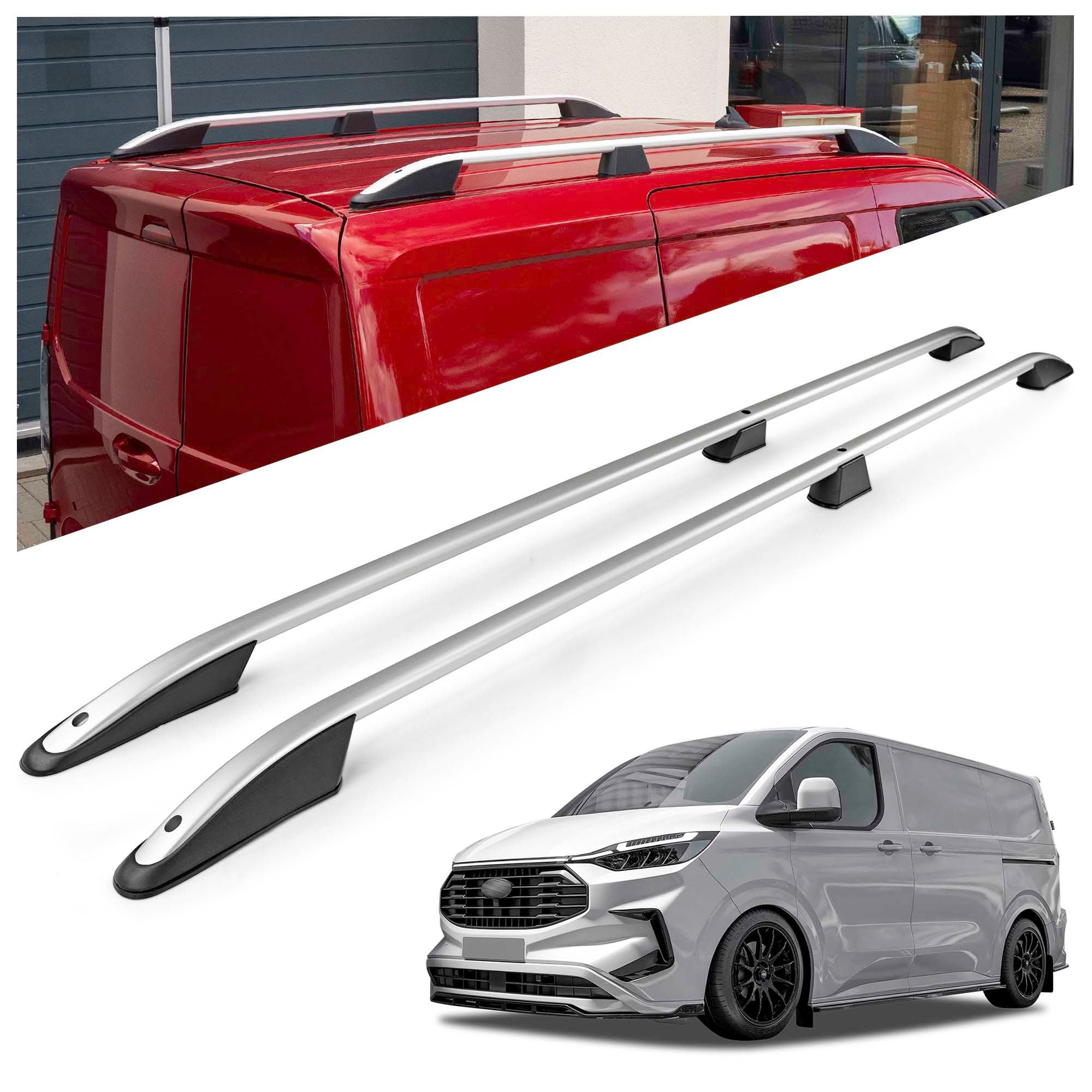 CHROMEMASTER | Barre Longitudinali da Tetto Compatibili con Ford Transit Custom L2 LUNGO 2023+; Consentono il Montaggio di Portapacchi da Tetto, Box da Tetto e Portabici | Installazione Semplice