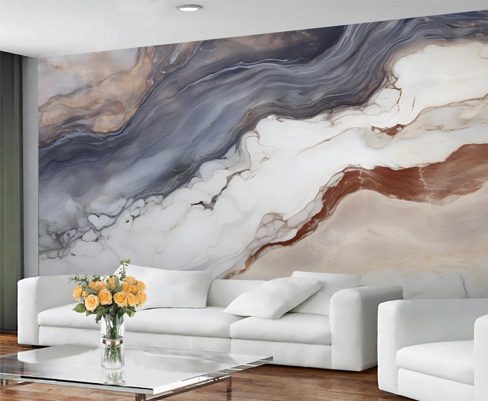 YXQAIED Marble Wallpaper, Abstract Ripples Wallpaper for Living Room, Vintage Marble Bedroom Wall Paper, Not Self Adhesive Modern Light Luxury 3D Large Mural & Home Decor Poster, 400x280cm