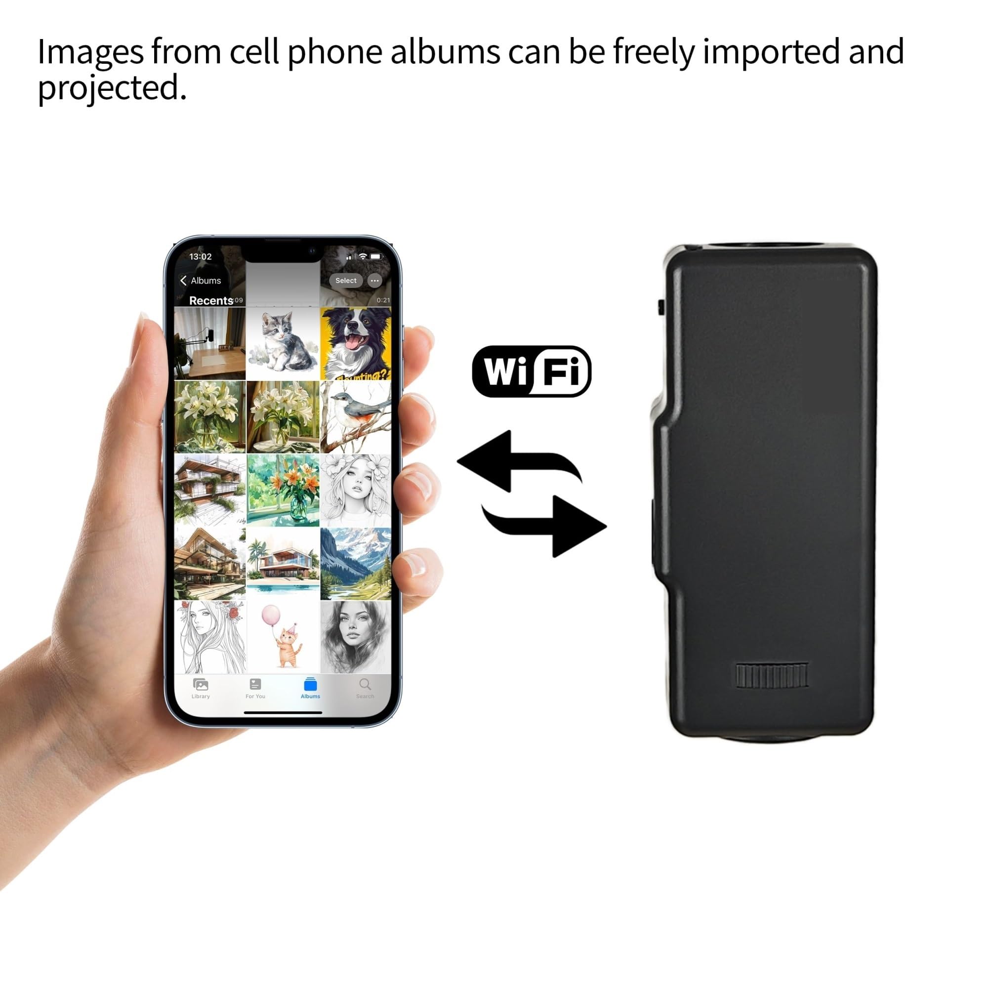 Projecteur de Dessin Intelligent Portable avec Support, pour Bureau/Toile/Mur, USB/Smartphone, Télécommande, Blanc 1.95m