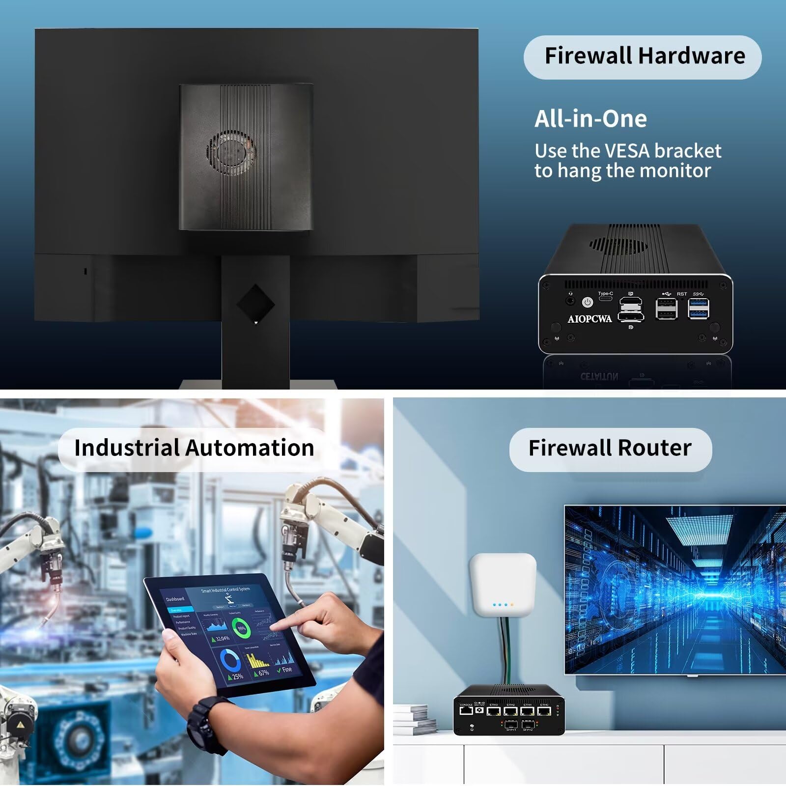Mini PC Firewall Appliance, 2× 10GbE SFP+, 4× i226V 2.5GbE LAN Ports, Core i7 1185G7 Micro PC, OPNsense Router Hardware, Console COM, HD+DP, USB-C, DDR5 16GB RAM 1TB SSD