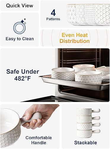 Miniatura 5 de LE TAUCI Tazones de sopa de cebolla francesa, cuencos de sopa de 18 onzas con asas para chile, estofado de res, sopa de cebolla francesa, Crocks