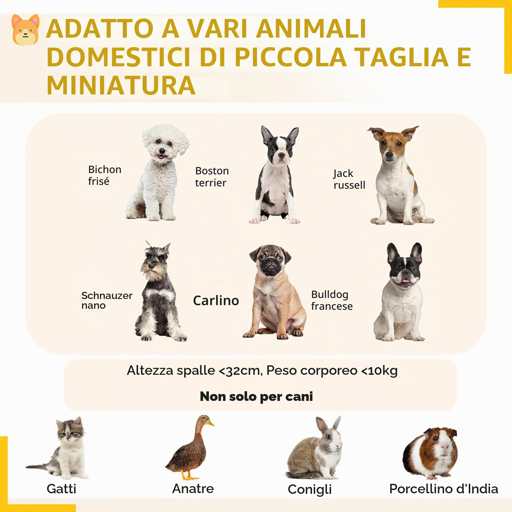 PawHut Recinto per cani pieghevole per piccoli animali, 8 pannelli, 24"H