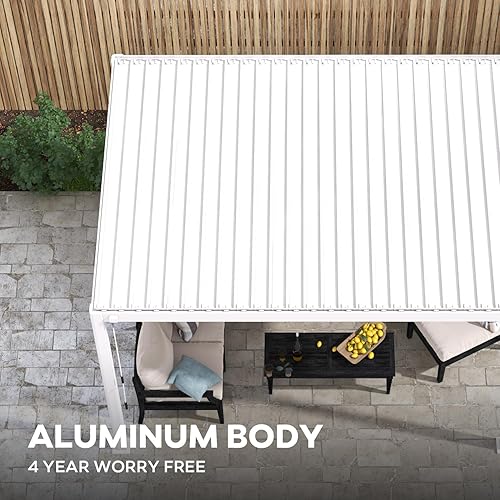 Miniatura 3 de MIRADOR 111S Takasho - Pergola con listones de 10 x 20 pies, marco de aluminio completo, techo ajustable para terraza al aire libre, jardín, patio,