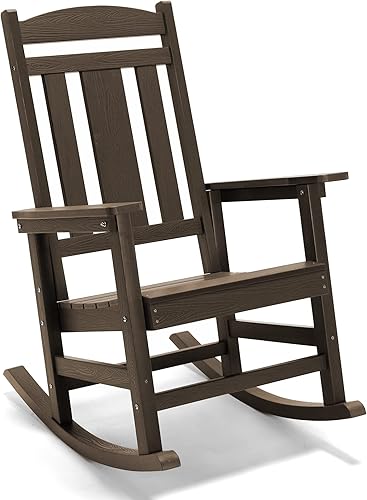 LUE BONA Mecedora para exteriores, resistentes a la intemperie, de polietileno HDPS, resistente a la intemperie, 350 libras, balancín de porche de