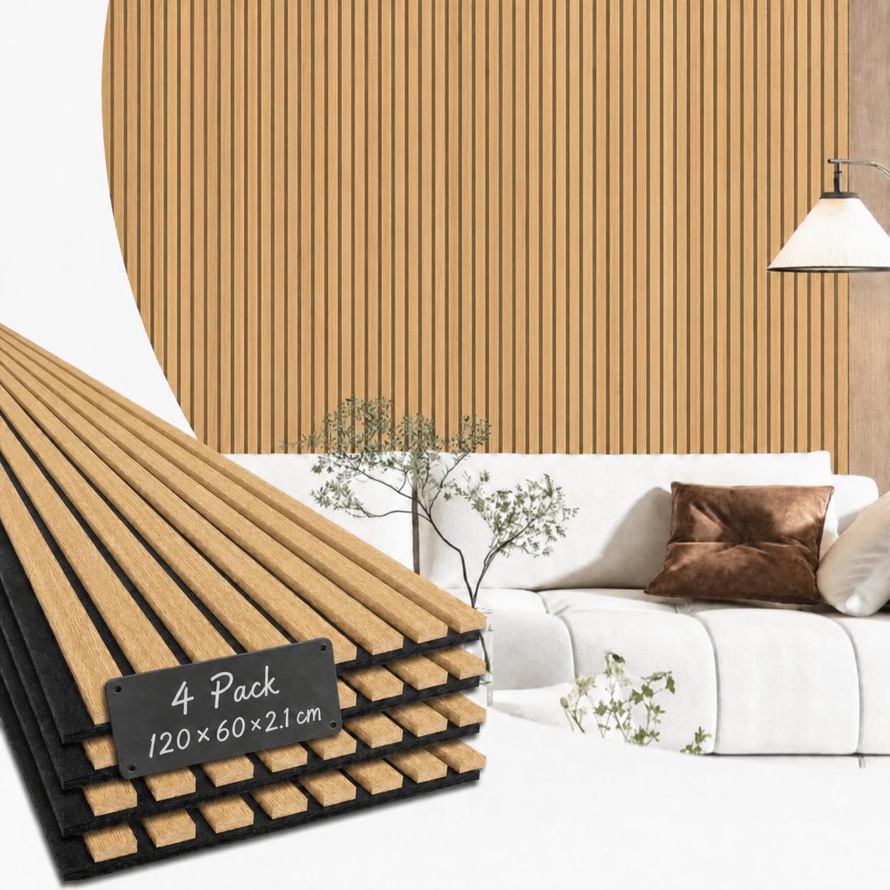 120x60cm Holzlatten Akustikpaneele, schallabsorbierend, 4er Set