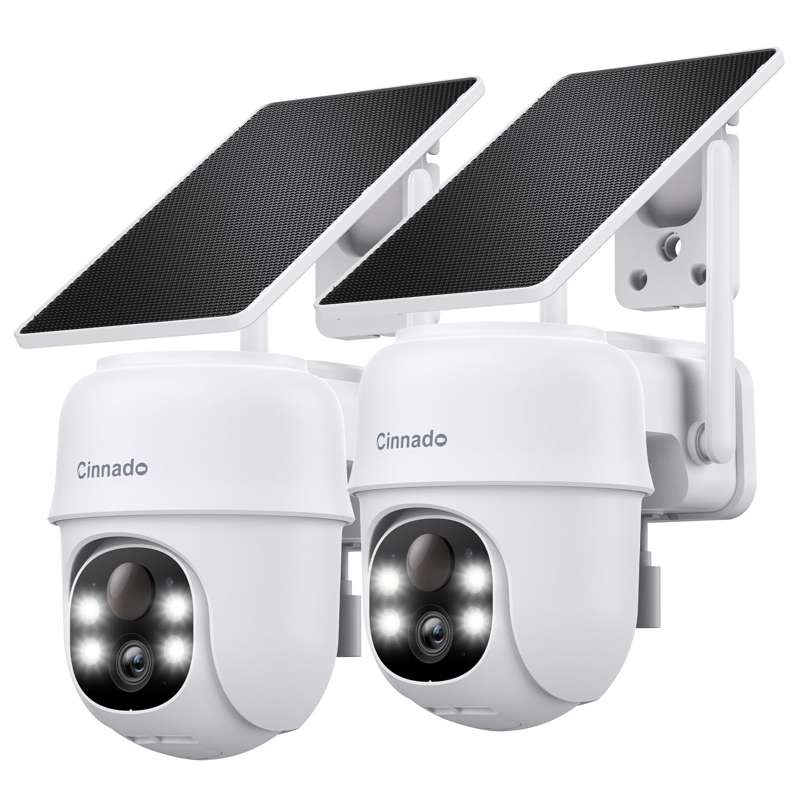 2K Cameras for Home Security-2.4G WiFi Outdoor Camera Wireless Solar/Battery Powered with solar panel, 360° Viewing, AI Human Detection, Color Night Vision, with SD Storage, Works with Alexa(2 Pack)