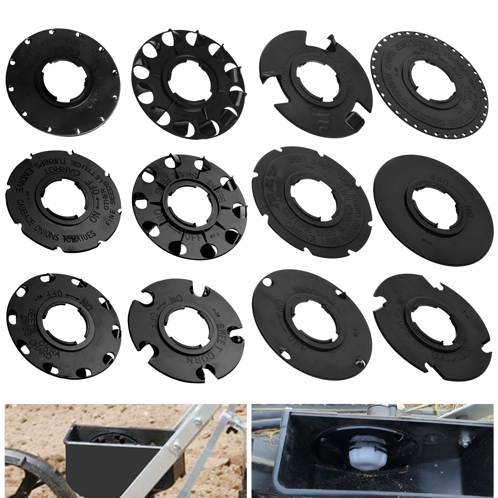 60010 60009 Optional Seed Plate 12 Set Compatible with Earth-Way 1001-B Garden See-der for Carrot, Sweet Corn, Asparagus, Radish, Spinach, Beans Etc
