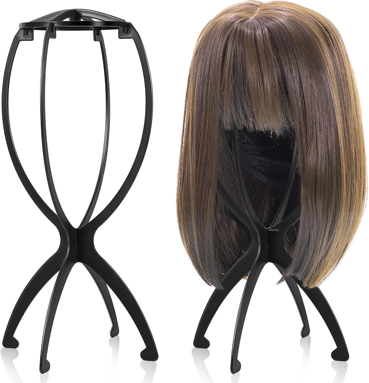 Photo 1 of obeoby Wig Stand, Portable Wig Holder Wig Head Stand for All Wigs Travel Wig Hair Stylist Gifts for Women(black (2 pack))