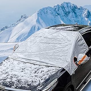 yonwait 1 Piece Car Windshield Snow Cover, Universal Windshield Ice Cover Protect Windshield and Mirror Covers from Snow, Ice, Frost and Sun Shade Silver #08 (73.7"*66.5")