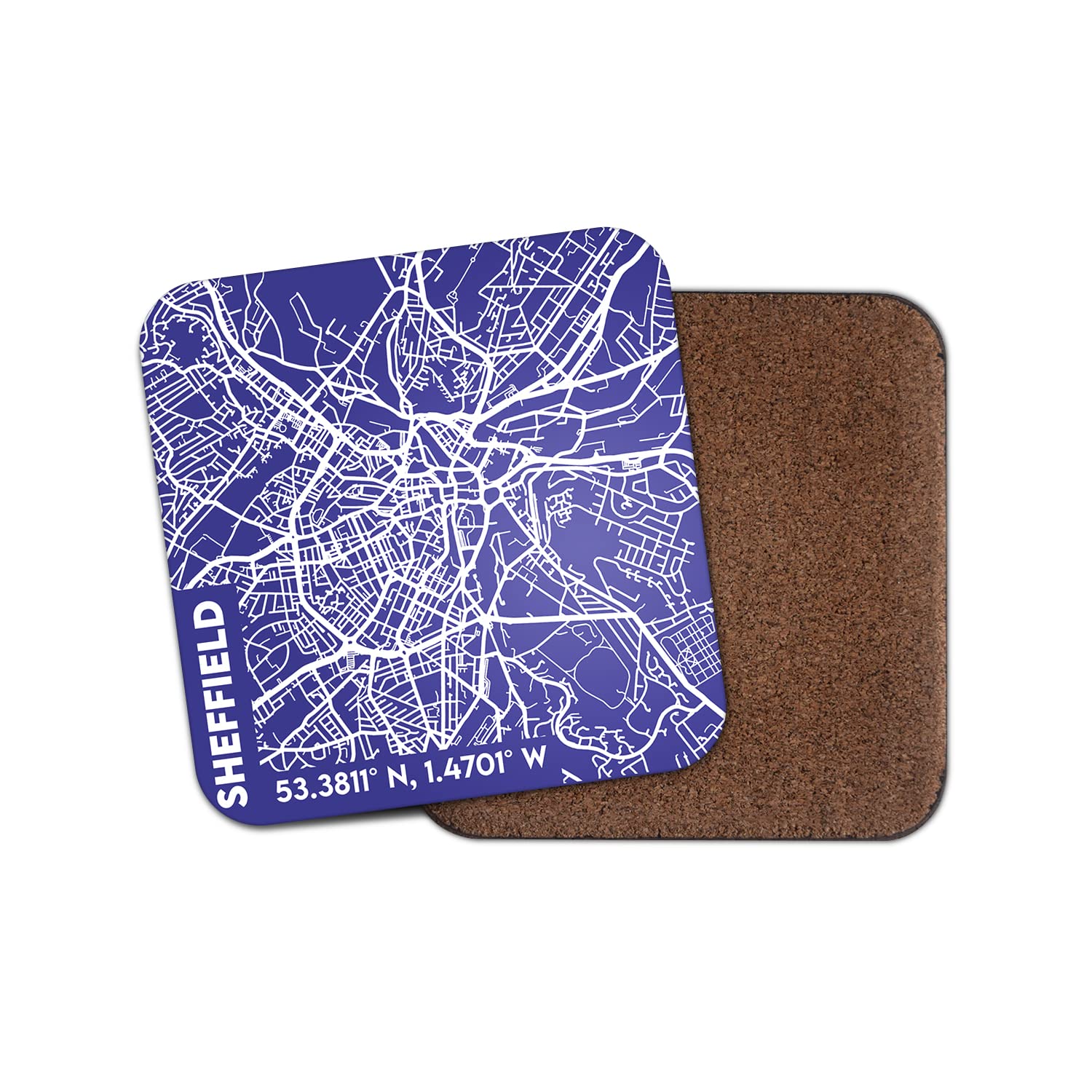 Dv Design Multicolor Square Single Coaster - Sheffield Map England Yorkshire Travel Uk Gb Gift #76986