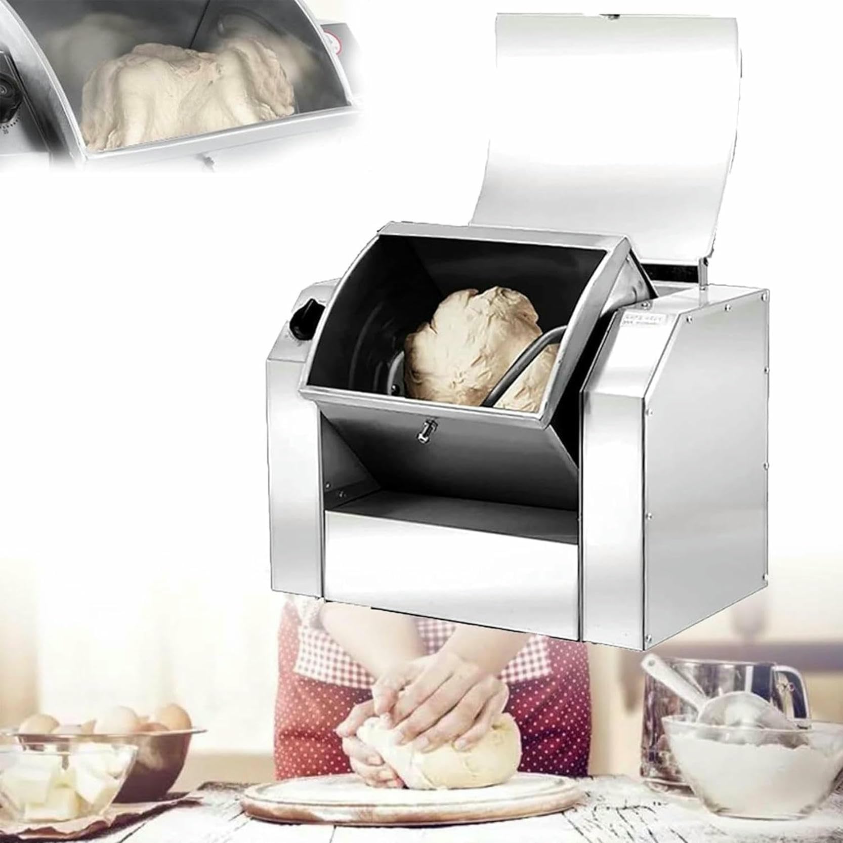 Komercyjna Ugniatarka, 1100 W/1500 W, Mieszarka Mąki Ze Stali Nierdzewnej, Profesjonalna Maszyna Do Wyrabiania Ciasta 30/50/70/100 Kg/H, Do Przygotowywania Makaronu I Piz(7Kg)